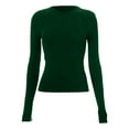 thumbnail image 4 of Linfrsh Womens Long Sleeve Shirts Basic Spring Crop Tops Fall Fashion Layering Slim Fitted Y2k Tops Green,XS, 4 of 5