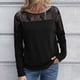 thumbnail image 2 of Blusa de manga larga con cuello redondo y costuras de encaje hueco sexy para mujer Pompotops FGAJ12339, 2 of 7