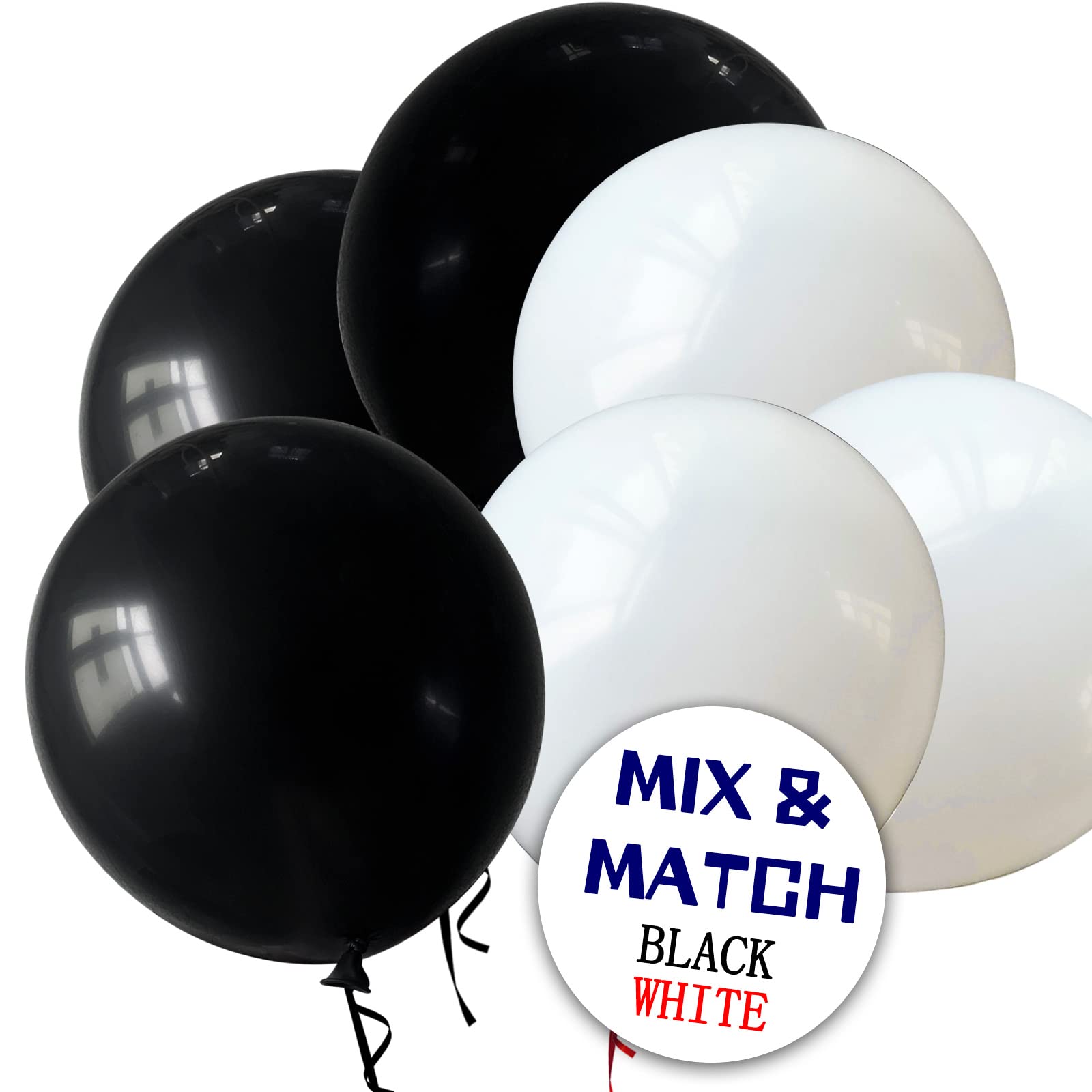 100 Pcs Black Balloon 12 inch, Black Latex Balloons for Birthday Party Baby Shower Wedding with 2 Ribbons