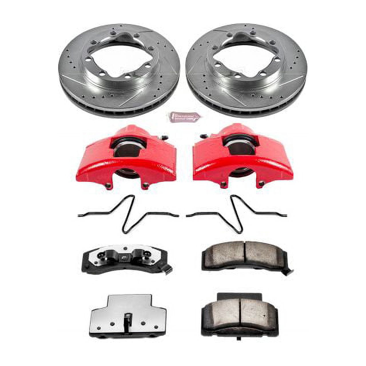 PowerStop Front Z36 Truck & Tow Brake Pad and Rotor Kit with Red Powder Coated Calipers Fits: CHEVROLET DODGE GMC Select Models KC1992-36
