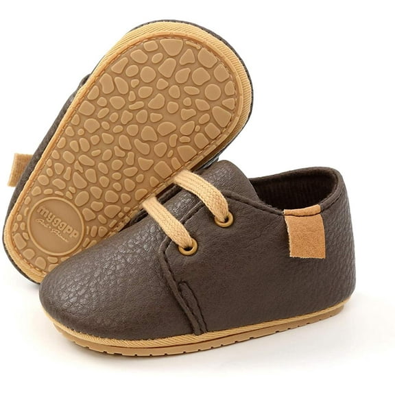 Baby Boys Girls Shoes Lace Up Leather Infant Sneakers Non Slip Rubber Sole Newborn Loafers Toddler First Walker Crib Shoes