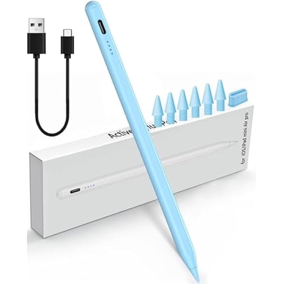 Stylus Pen for iPad 10th/9th/8th/7th/6th Generation, Palm Rejection Pencil Compatible with Apple iPad Pro 13"/12.9"/11" (M4), iPad Mini 6/5, iPad Air 5/4/3 (M2) - Blue
