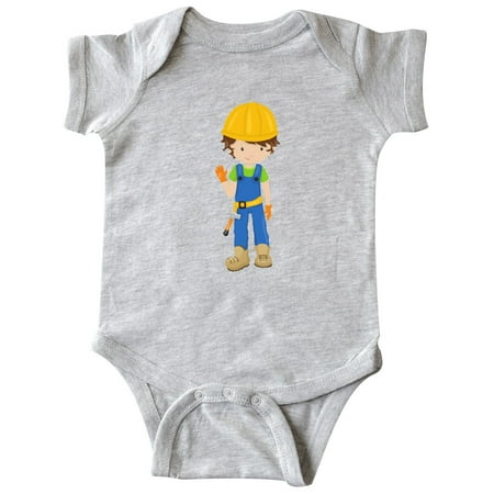 

Inktastic Construction Worker Brown Hair Boy With Hammer Gift Baby Boy Bodysuit