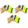 thumbnail image 1 of Lot de 3 Épingles à Col Double Drapeau National & Croisé US, Badge d'Amitié International & Américain (St Vincent), 1 of 3