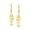 thumbnail image 2 of Bling Jewelry Womens Nautical Fishbone Dangle Earrings 14K Gold Plated Sterling Silver Leverback, 2 of 5