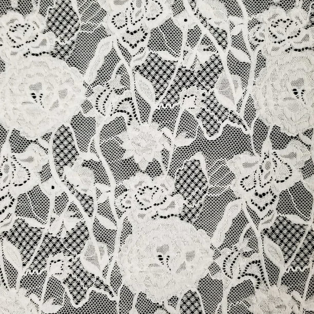 Floral Scalloped Nylon Stretch Lace Fabric By The Yard Off White Walmart Com Walmart Com