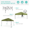 thumbnail image 3 of Best Choice Products 10x10ft Easy Setup Pop Up Canopy w/ 1-Button Setup, Wheeled Case, 4 Weight Bags - Olive Green, 3 of 10