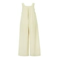 thumbnail image 3 of Wide Leg Overalls for Women Sleeveless Jumpsuits Suspender Overalls with Pockets, 3 of 5
