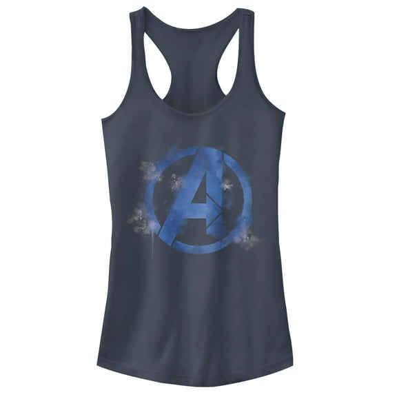 Junior's Marvel Avengers: Endgame Smudged Logo Racerback Tank Top Indigo X Small