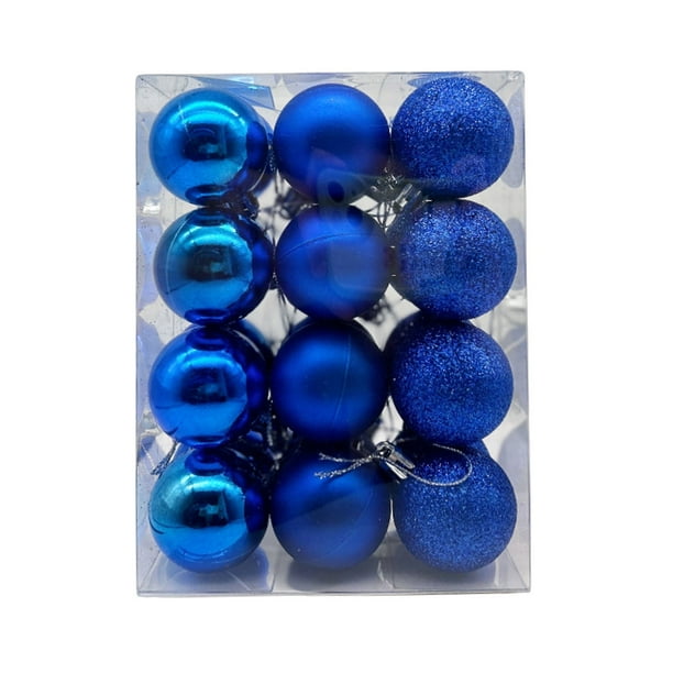 Xihbxyly Adornos para Árbol de Navidad, Bolas de Plástico Brillantes, 18 Diseños Únicos, Decoración Festiva para El Hogar, Accesorio para Fiestas, Paquete de 24, Tamaño de 3 Cm, Empaque Listo para Re