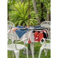 thumbnail image 2 of Outdoor Tablecloth with Umbrella Hole and Zipper, Red Striped Christmas Round Table Cloth 54 Inch Waterproof Tablecloth, Santa Xmas Snowflake Farmhouse Picnic Table Cover for Patio Camping, 2 of 7