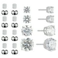 thumbnail image 2 of Brilliance Fine Jewelry Women's Simulated Diamond 4 Pair Round Earrings in Sterling Silver, 2 of 3