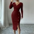 thumbnail image 5 of Roncen Women's Solid Knit Dress - Bodycon Fit Stretchy Pencil Dress with Casual Chic Style, Flattering Silhouette for Daily Wear Office Outfits, 5 of 7