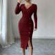 thumbnail image 5 of mfyjkho Vestidos para mujer, Vestido de punto ajustado con capa interior de color liso para mujer Vestidos de playa para mujer xl, 5 of 7
