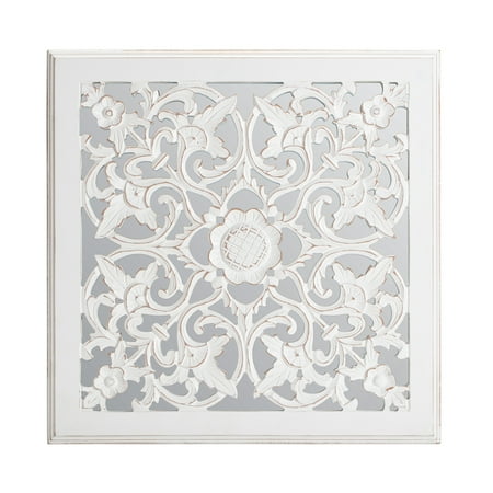 Fetco Maia White Carved Mirrored Medallion