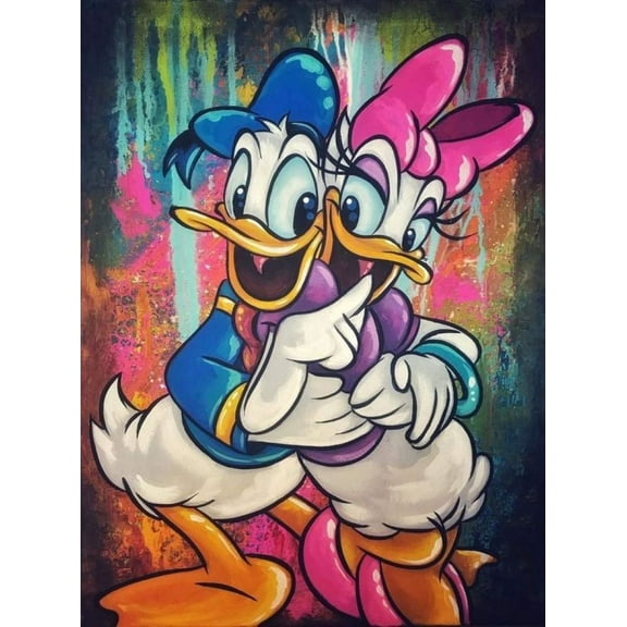 Donald Duck and Daisy Diamond Art Painting Kits, Diamond Art, Full Drill 5d Diamond Dots Kits Gem Art for Adults Wall Home Decor(12"x16")