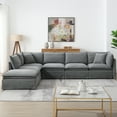 thumbnail image 5 of Harper & Bright Designs Modular Sectional Sofa Set with Movable Ottoman, Chenille 6-Seat L-Shaped Couch, Oversized Free Combination Sectional Sofe with for Living Room, Light Gray, 5 of 20