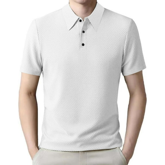 Chbgutlmr Summer Mens Dress Shirts Work Lapel Neck Office Tees Short Sleeve Fitting Casual Tops Traceless