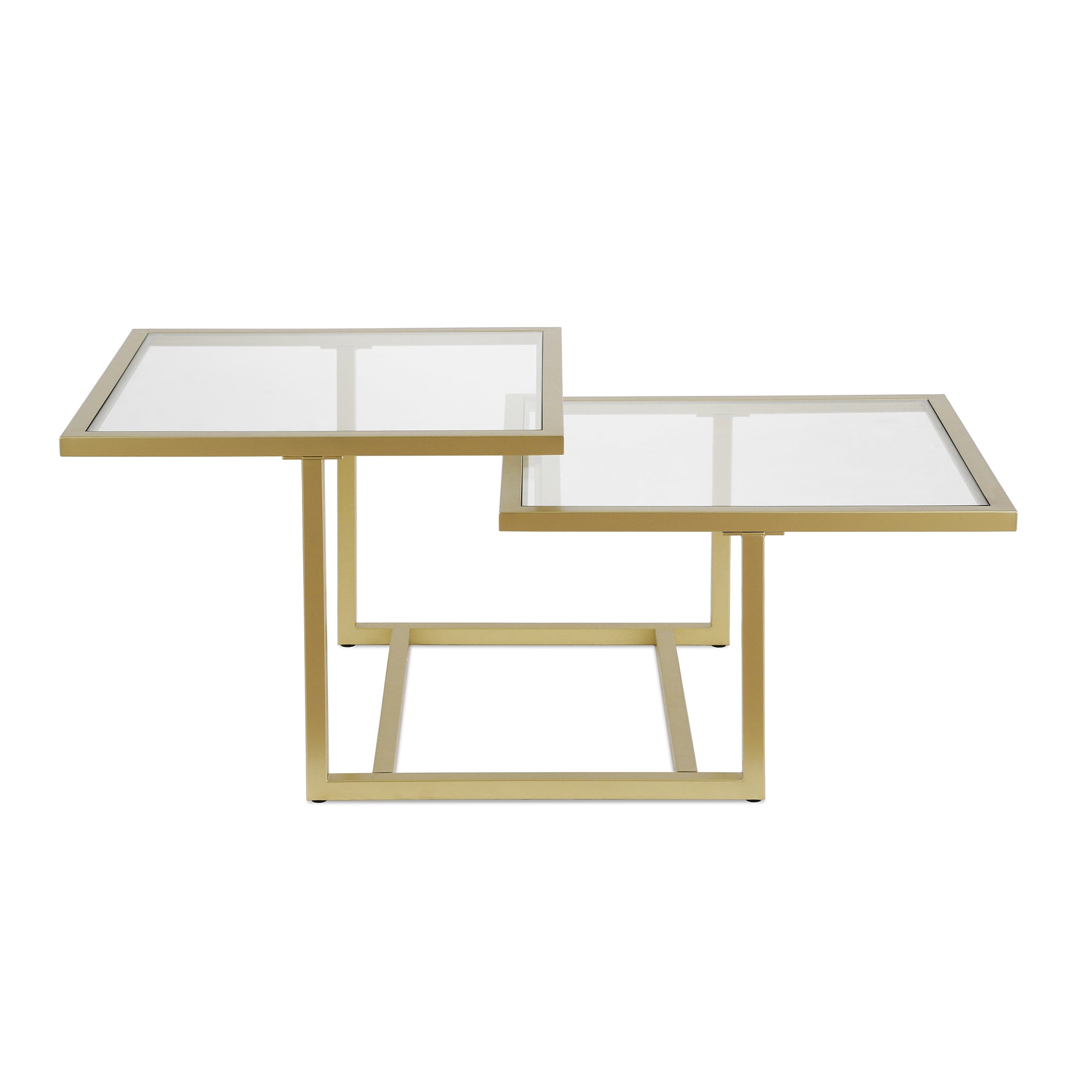 Evelyn&Zoe Amalie 43" Wide Square Coffee Table, Brass