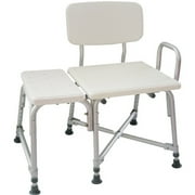 AquaSense Adjustable Bariatric Transfer Bench with Armrest, Heavy Duty, Grey