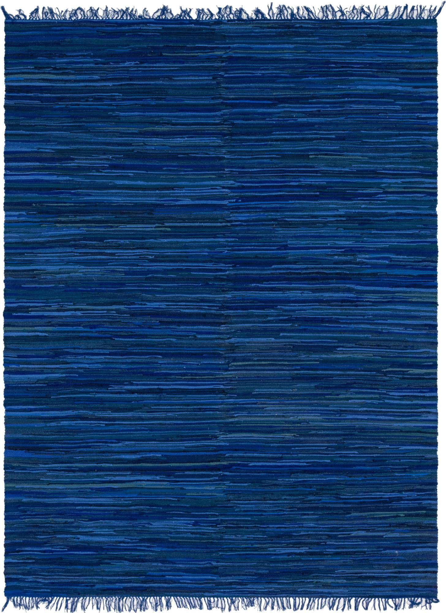 Unique Loom Chindi Cotton Collection Area Rug - Striped (9' x 12' Rectangle Navy Blue/Black)