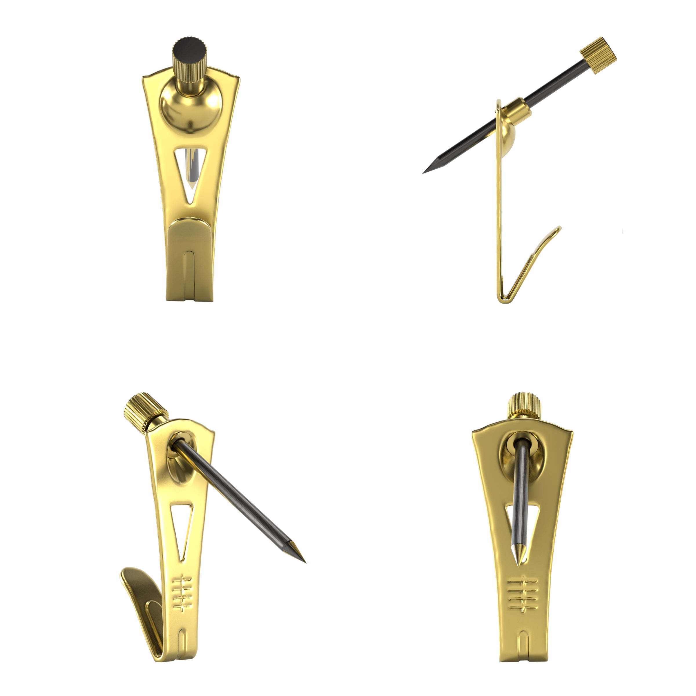 (3 pack) Ook Professional Picture Hangers, 30 lbs, Steel, for Drywall Plaster Wood, Brass, Gold, 3 pack