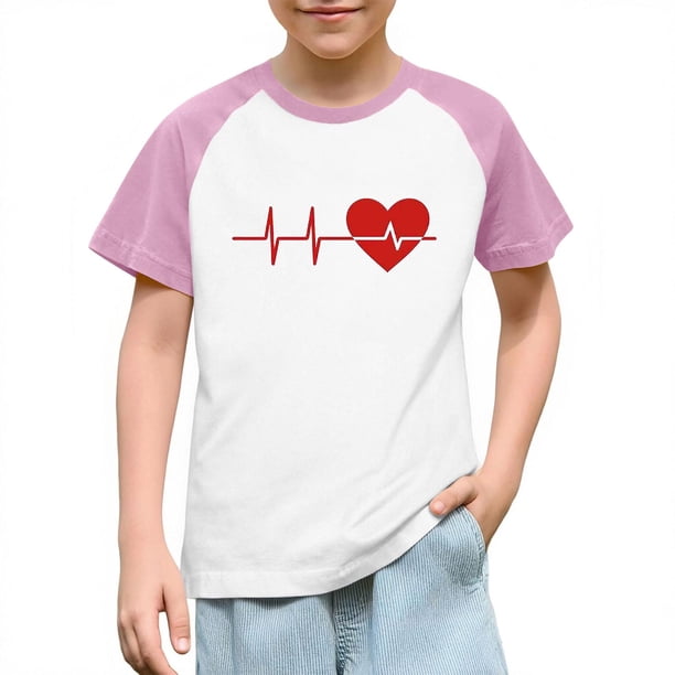 Blusas y camisas de manga corta con cuello redondo para niños y niñas, blusa de manga corta con estampado de cuello redondo
