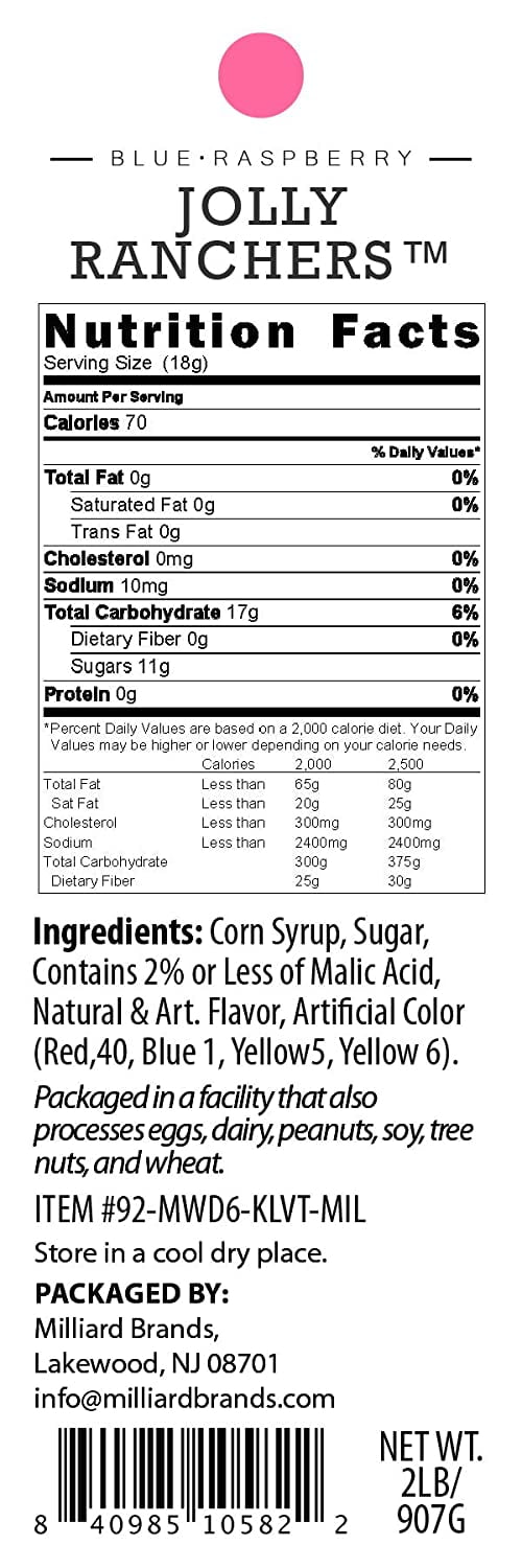 Jolly Rancher Hard Candy - Blue Raspberry - 2 Pound Resealable Bag
