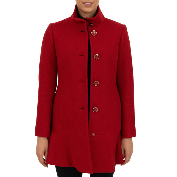 Wool Blend Flirty Peplum Coat, Love Moschino Red Shirt Hem Trench Coat