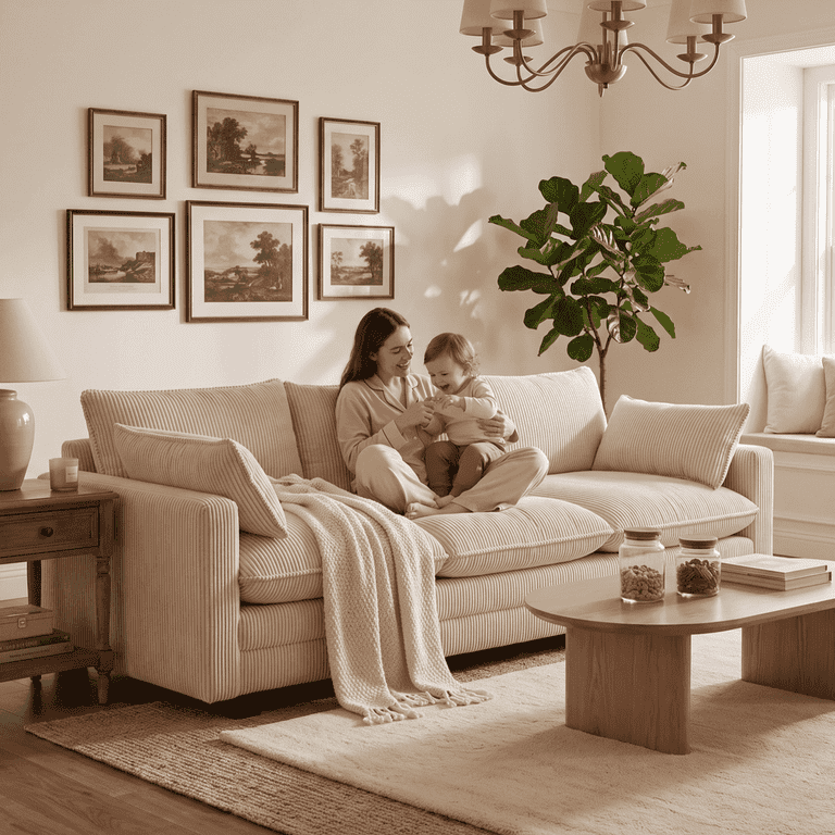 Noelse 110" Cloud Couch, 3-Seater Beige Sofa photo 5