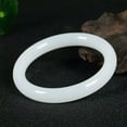 thumbnail image 3 of K-KED Natural White Jade Jadeite Gemstone Bangle Bracelet 50-64mm Women Jewelry-50-52mm-white, 3 of 4