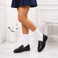 thumbnail image 7 of Pennysue Women's Patent Leather Loafers with Decorative Buckle Round Toe Chunky Heel Slip On Casual Dress Shoes for School Work Daily Wear, 7 of 7