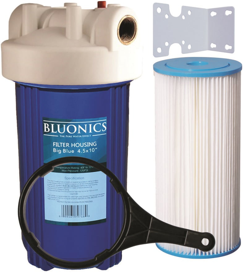 Big Blue Pleated Sediment Water Filters 4 Washable 5 Micron Cartridges 4.5 x 10 