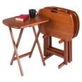 thumbnail image 4 of Lucca 4 Snack Tables with Storage Stand in Teak Finish, 4 of 9