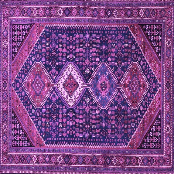 Ahgly Company Indoor Square Persian Purple Traditional Area Rugs, 7' Square