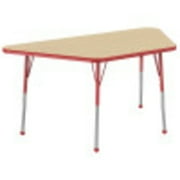 ECR4Kids 30in x 60in Trapezoid Everyday T-Mold Adjustable Activity Table Maple/Red - Standard Ball