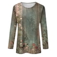 thumbnail image 4 of TSADFHJI Hauts pour Femmes Mode Décontractée Imprimé Col Rond Manches Longues Chandail T-Shirt m Vert, 4 of 5