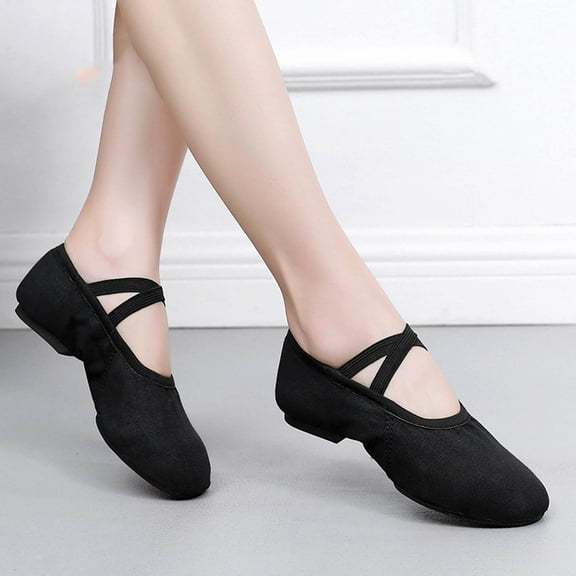 Wowcloth Women's Dance Shoes with 1cm Heel – Comfortable Slip-On for Indoor Practice, Rubber Sole and Large Sizes, Autumn Winter Style