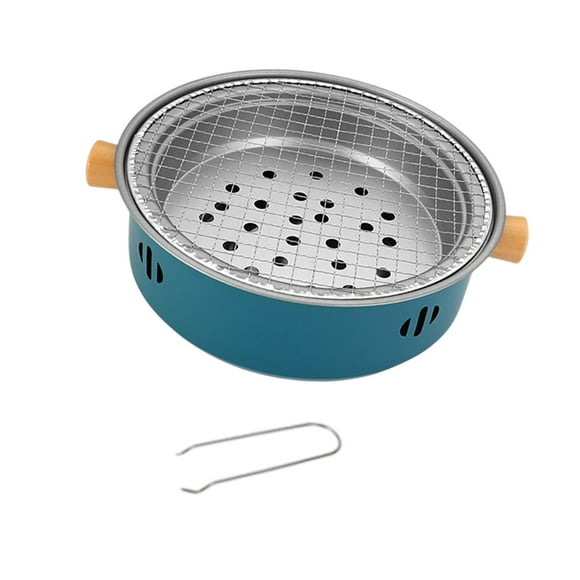 Barbq Grill Barbacoa Firatura Redonda Firepit Fire Campocing Utensilios Té Fire Fire Fire Firing Firing para picnic al aire libre tetera azul