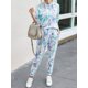thumbnail image 5 of 2PCS Mujeres Tie-Dye Print Hoodie Pantalones Con capucha Manga larga Cordón Cintura elástica Ca MABOTO Pantalones de sudadada, 5 of 7