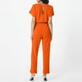 thumbnail image 4 of Huankd Womens Summer Casual Short Sleeve Pants Suit Beach Vacation Romper Belted Dressy Wedding Guest Jumpsuit Jumper Orange L, 4 of 5