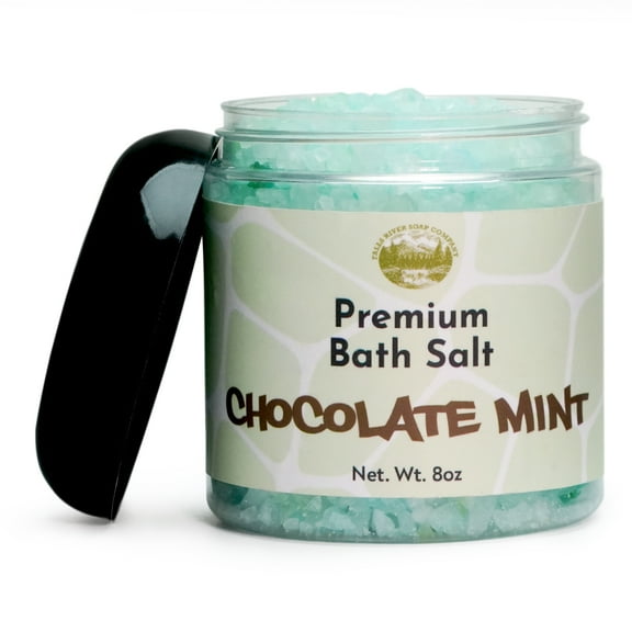 Chocolate Mint Salt Scrub - 8oz Detox Bath Salt Body Scrub, Great as a Face Scrub & Exfoliating Body Scrub for Acne Scars, Stretch Marks, Foot Scrub, Great Gifts For Women - Falls River Soap Company