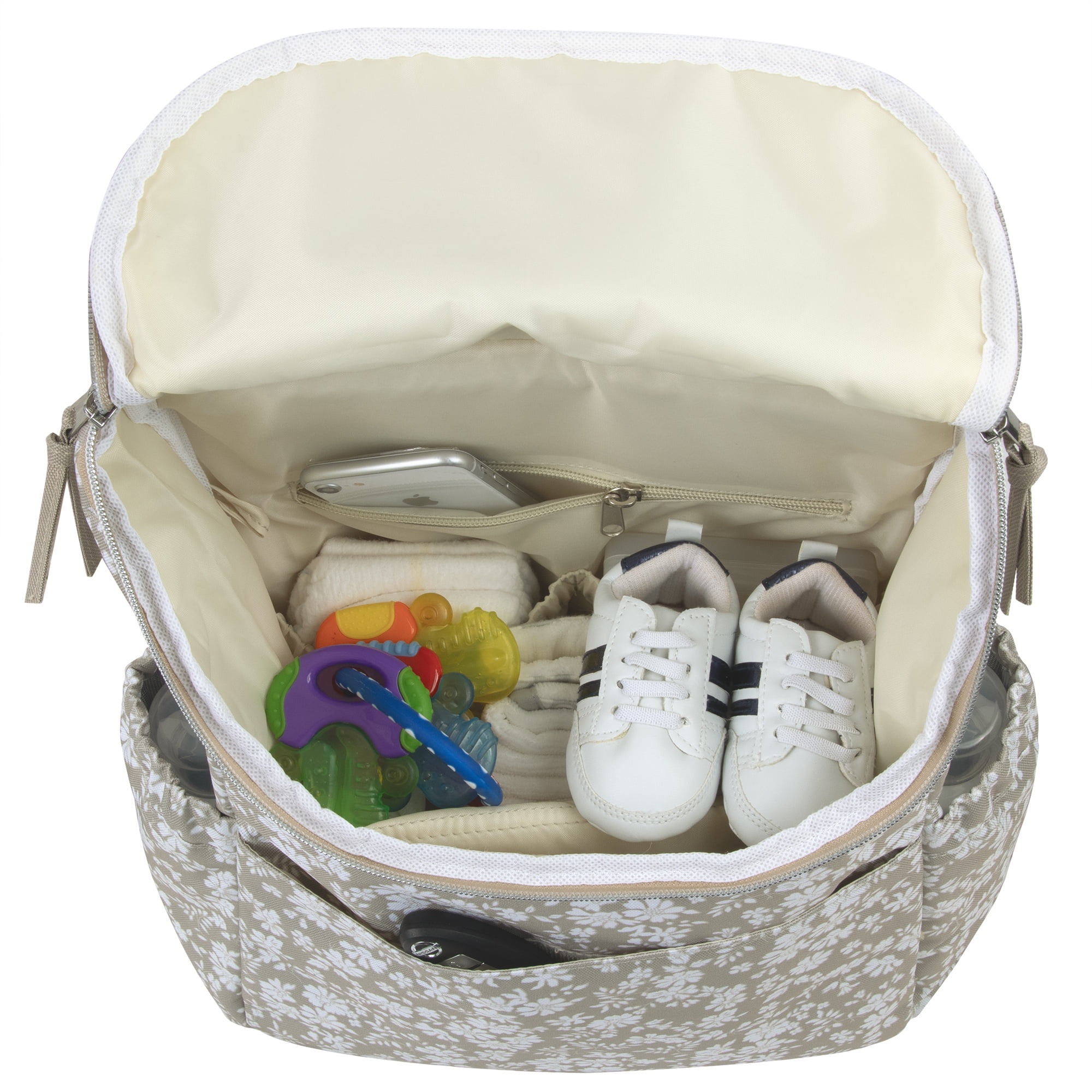Baby Essentials  Diaper Bag 2 Piece Floral Backpack with Stroller Straps and Matching Changing Pad in Dusty Floral