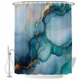 thumbnail image 2 of Teal Blue Marble Waterproof Fabric Shower Curtain,Abstract Artwork Aesthetic Waterproof Fabric Shower Curtain for Bathroom Curtains Bathtubs Hotel Washable Shower Curtains with 12 Hooks Small 36x72in, 2 of 8