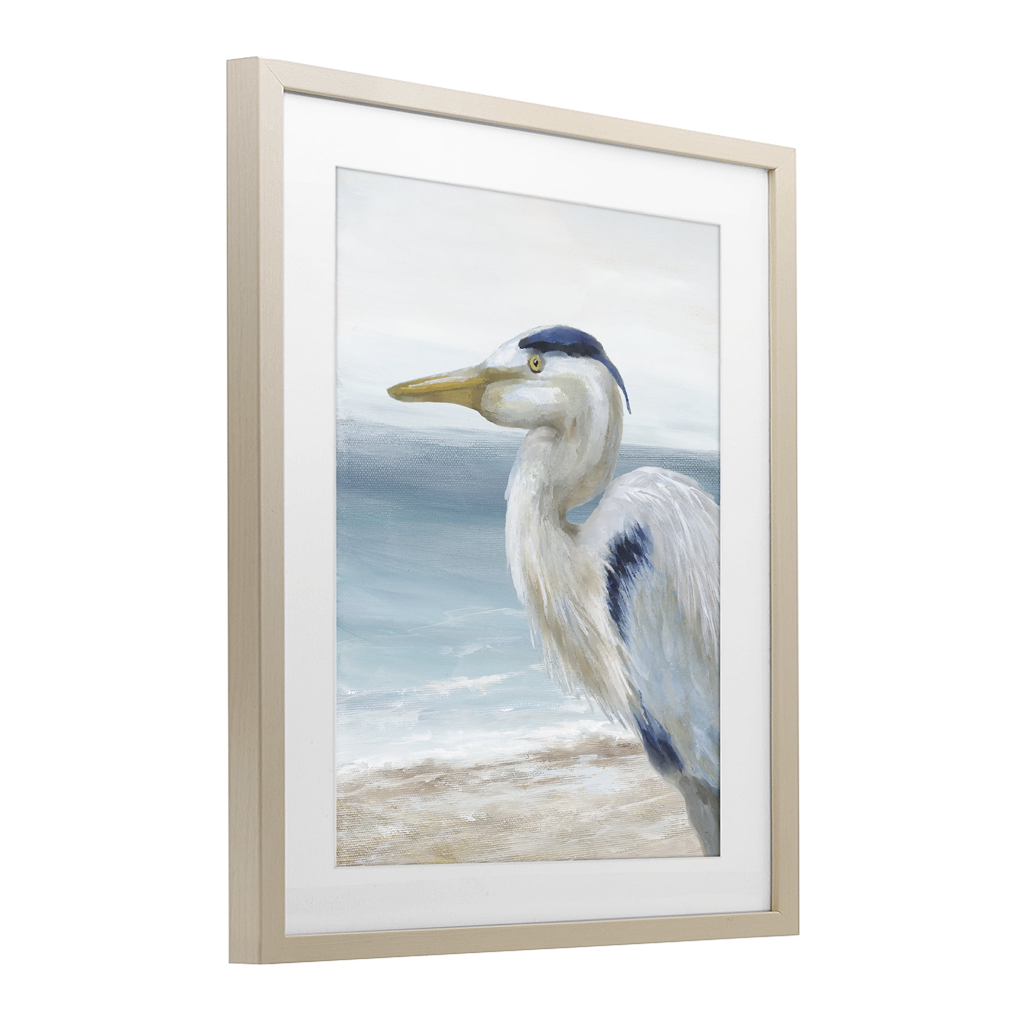 Stupell Industries Left Gazing Heron Birch Framed Print Under Glass, design by Nan