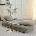 thumbnail image 6 of Floor Chair with Back Support, Human Dog Bed, 5 Adjustable Position Plush Folding Chair, Upholstered Lounge Chair for Adults & Pets, Single Lazy Sofa Bed for Living Room, Game Room, Green, 6 of 11
