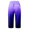thumbnail image 4 of BLOCLOALO Yoga Pants Stretch Pants Leggings with Pockets Knee Length Petite Summer Lightweight High Waisted Athletic Workout Yoga Pants Capri Pants Drawstring Pants Joggers for Women Purple Xl, 4 of 4