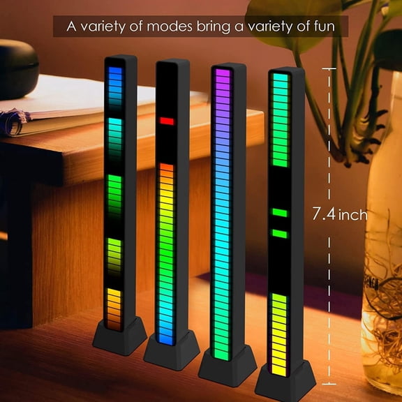 RGB Voice Activated Sound Control Light Bar,Music Sync LED Ambient Lighting with 16 Million Colors & App Control,Mood Lighting for Gaming Room,Bedroom,Car