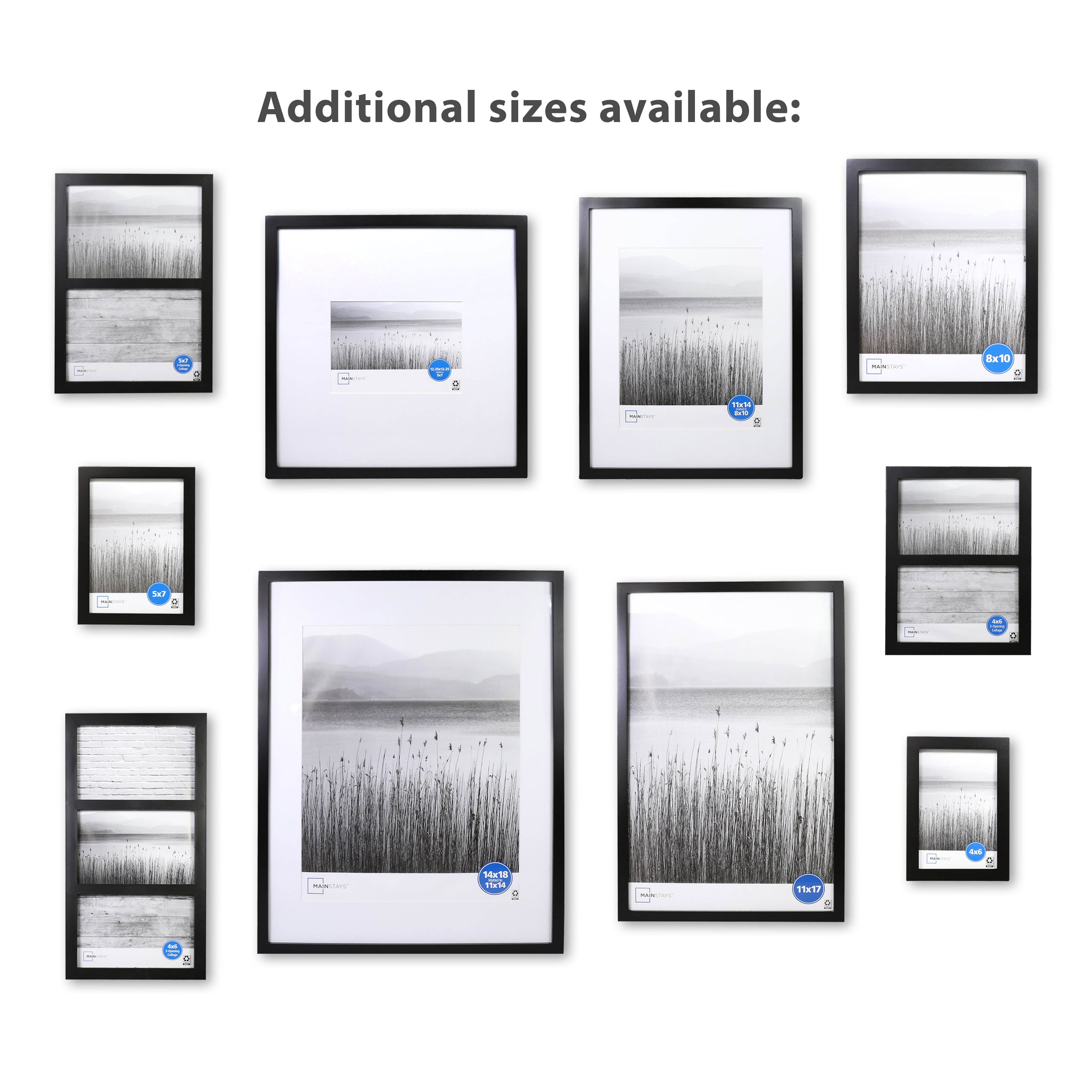 (2 pack) Mainstays - 5x7 Picture Frame - Black Gallery Linear Program Tabletop & Wall Photo Frame, Set of 3