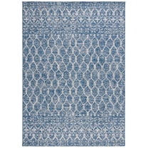 SAFAVIEH Courtyard Anson Geometric Indoor/Outdoor Area Rug, Navy/Grey, 8' x 11'